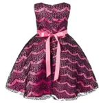 Flower Girl Dress Lace Wedding Bridesmaid Birthday Pageant 4-5 Years pink