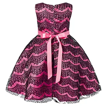 Flower Girl Dress Lace Wedding Bridesmaid Birthday Pageant 4-5 Years pink