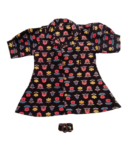 Flower Printed Black Colour Girls Summer Frock Dress,Stylish Fancy Kids Frock