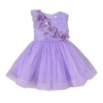 Girls Lavender Sleeveless Flower Detail Sequin Dress