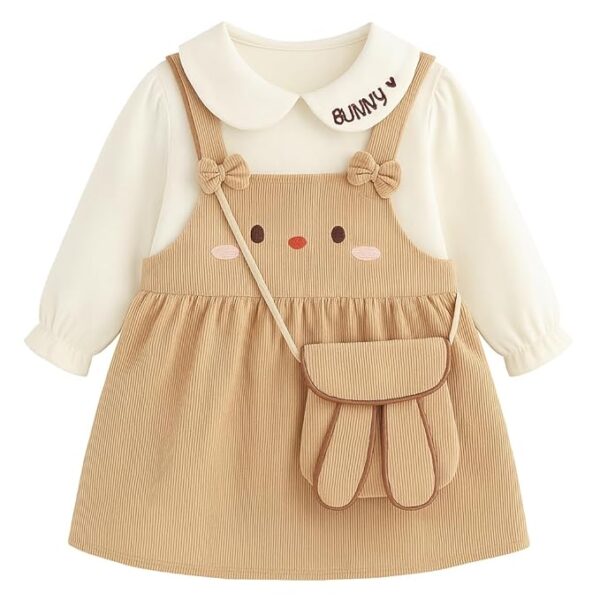 Baby Girl Long Sleeve Princess Dress – Soft Cotton Round Neck Flower Dress for Toddler Girls, Birthday, Party & Casual Wear (Beach Ad41)