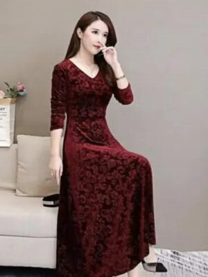 Long Sleeve Jacquard Cocktail Dress, Vintage Flared Swing Style, Party Prom Tea Dress