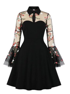 Women's Vintage Polka Dot 1950s Audrey Retro Rockabilly Prom Dress 50's 60's A-Line Cocktail Party Swing Dress, X-Large