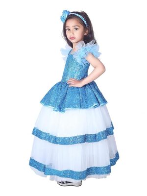 Baby-Girls Kids Fancy Prom Dress Princess Gown Birthday Dresses 10-11Years (Blue)