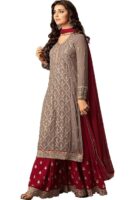Women's Maxi A-Line Dress (wedding dress and salwar suit_SF20148_Red_Free Size)