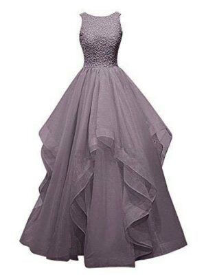 Net Wedding Maxi Dress for Women (Grey)