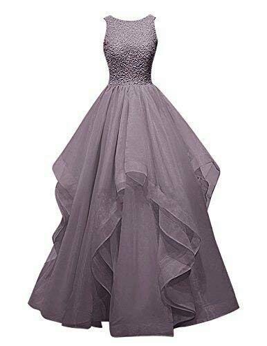 Net Wedding Maxi Dress for Women (Grey)