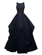 Net Wedding Maxi Dress for Women (Navy Blue)