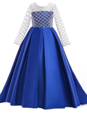 Net Wedding Maxi Dress for Women (Royal blue-002)