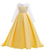 Net Wedding Maxi Dress for Women (Yellow)