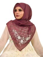 Luxury Bridal Hijab Scarf With Handwork（Magenta）