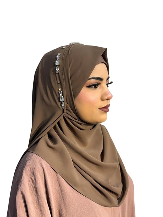 Luxury Bridal Hijab Scarf With Handwork Naqab Wear For Party And Any Occasion For Women (Beige)