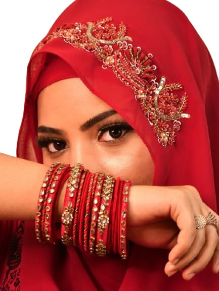 Luxury Bridal Hijab Scarf With Handwork（Maroon）