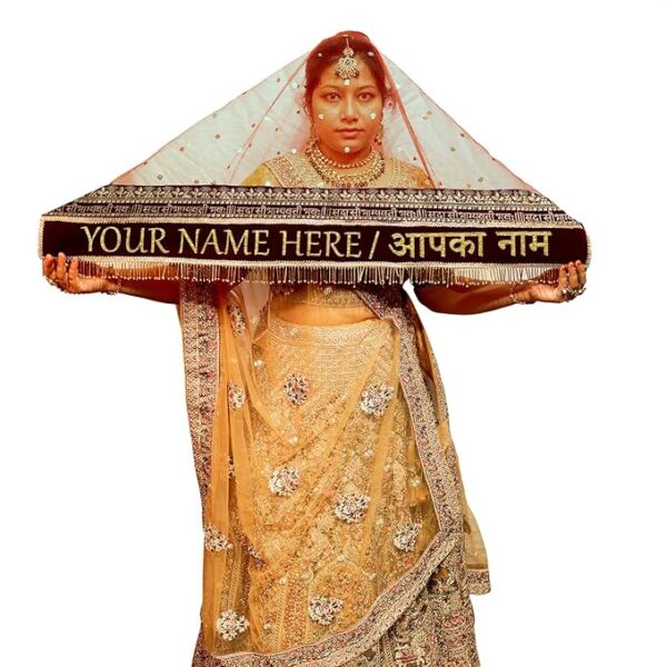 Sada Saubhagyawati Bridal Customized Dupatta | Name Bride Chunni & Dupattas | Dulhan Name Wala dupatta for Marriage, Indian（SSBCD- MAROON08）