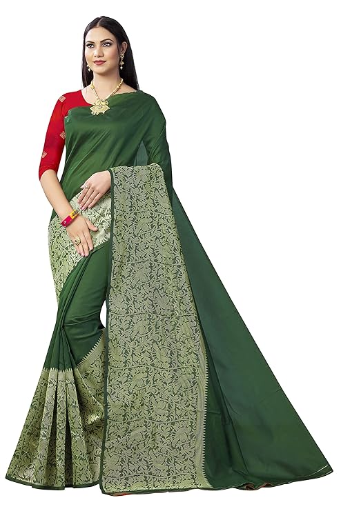 Women's Banarasi Silk Saree with Luxurious Gold Zari Work & Blouse Piece – Traditional Indian Attire for Weddings, Receptions & Festivitie