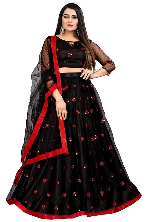 Elegant and Stylish Lehenga Choli for Women – Traditional Indian Wear with Embroidery, Perfect for Weddings and Festivals (Star-Black)