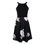 Women's Floral Sleeveless Off-Shoulder Party Prom Swing Dress Red Blue M