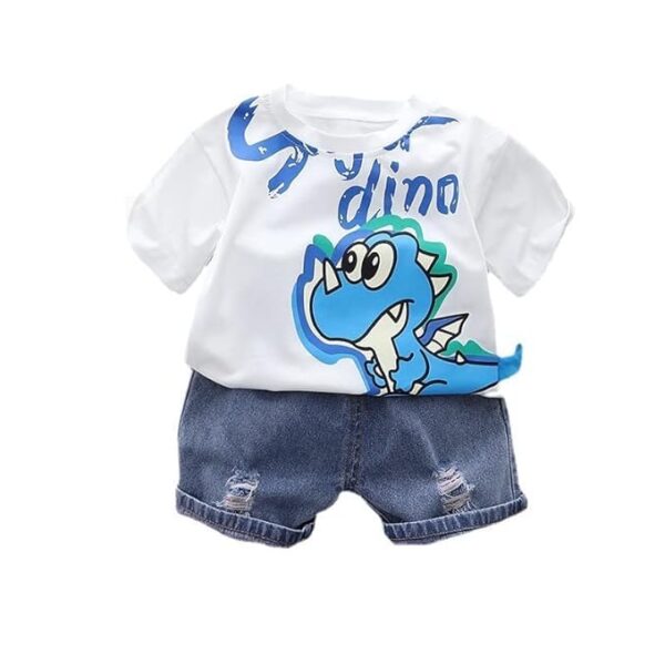Baby Boys Cotton Dino Printed T-Shirt With Shorts Sets Of Clothing Sets
