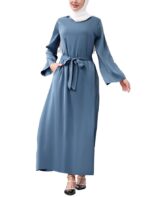 Abaya Dress for Women Muslim Clothes Islamic Prayer Ramadan Eid Dress with Side Pocket(Blue)