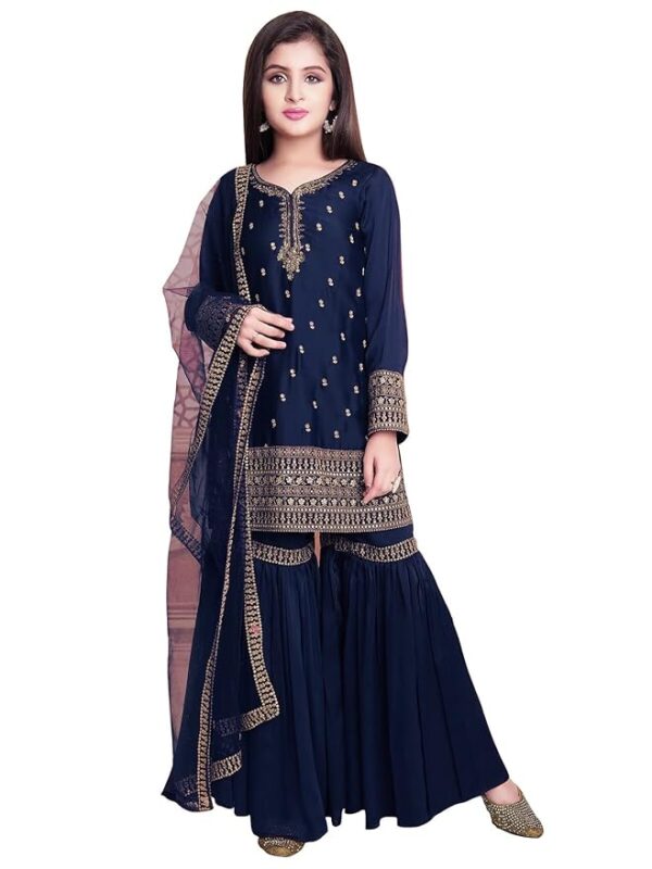 New Girl's  Style Georgette Salwar Suit For Kids (Blue)