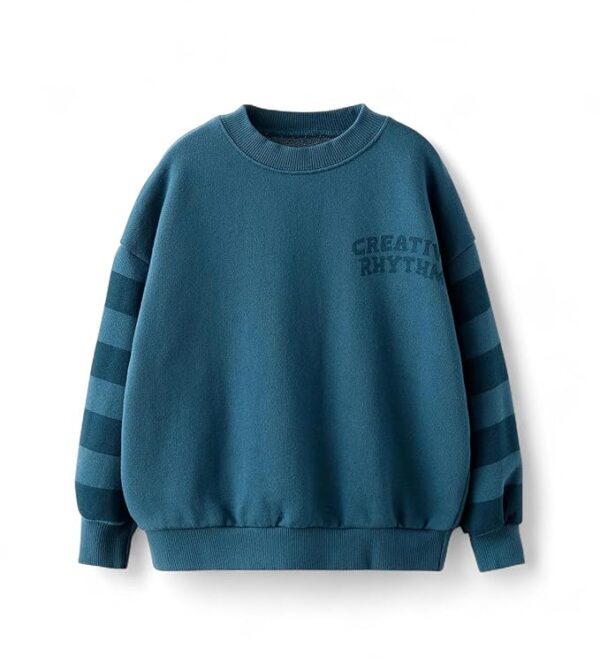 Boys & Girls Oversized Sweatshirt | Placement Print | Age 3-10 Years | Warm & Comfortable Kids Pullover(Teal Blue)
