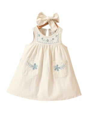 Summer Dress for Baby Girl/Frocks for Baby Girl/Baby Frocks Girl Poly Rayon(Cream)