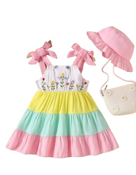 Kid Girls Multicolor  Sleeveless Floral Frock Dress