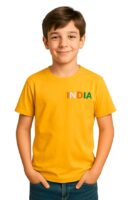 Boys Polycotton Half Sleeve Round Neck T-Shirt, Summer Casual Wear, Solid Tee for Kids(Yellow)