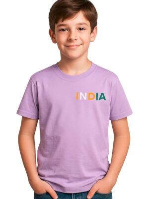 Boys Polycotton Half Sleeve Round Neck T-Shirt, Summer Casual Wear, Solid Tee for Kids(Purple)