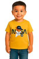 Boys Polycotton Printed T-Shirt, Summer Casual Wear, Round Neck Half Sleeve Printed Tee for Kids( Yellow)