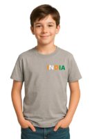 Boys Polycotton Half Sleeve Round Neck T-Shirt, Summer Casual Wear, Solid Tee for Kids(Grey)