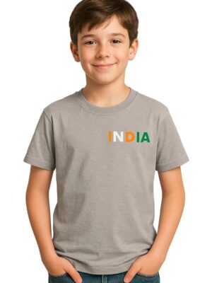 Boys Polycotton Half Sleeve Round Neck T-Shirt, Summer Casual Wear, Solid Tee for Kids(Grey)