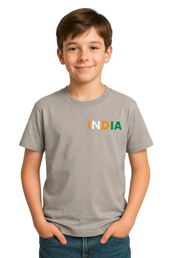 Boys Polycotton Half Sleeve Round Neck T-Shirt, Summer Casual Wear, Solid Tee for Kids(Grey)