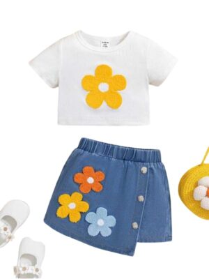 Girls Daisy Casual Top Bottom Set