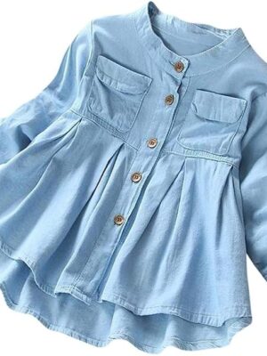 Little Fairy Girl Solid Denim Frocks & Dresses for Girls
