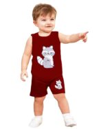 Maroon Boy's T-Shirt & Shorts Set New Born Baby Clothes | Kids Clothing | Dress | Sleeveless T Shirts | Shorts | Cotton | Casual | Kids Wear