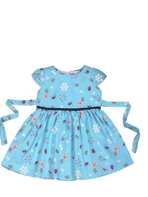 Girls Pure Cotton Soft Frock with Astar, Printed Multicolor for Girl Child(Blue)